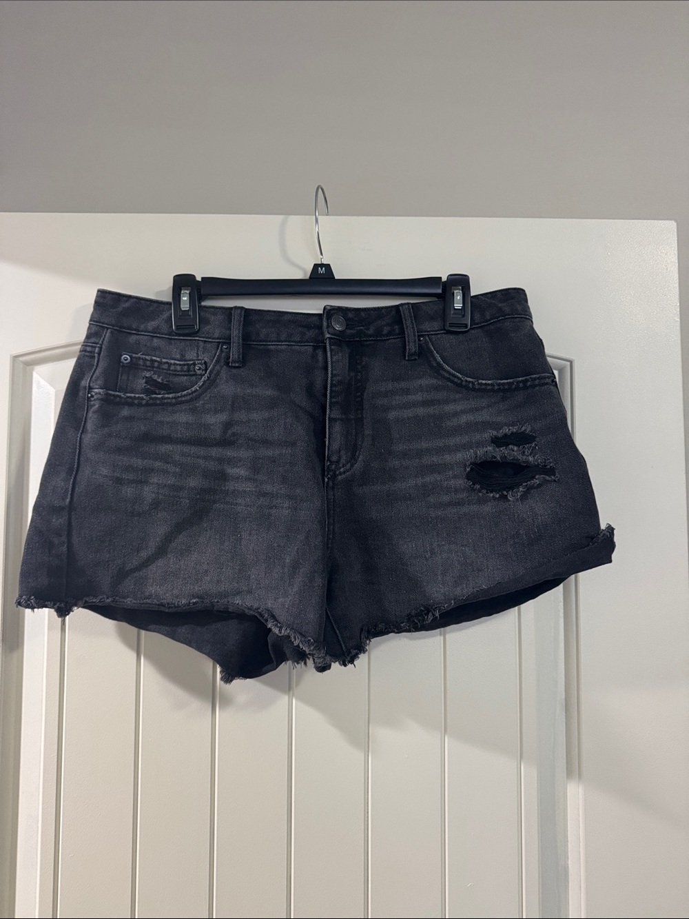 Time and Tru Black Distressed Denim Shorts